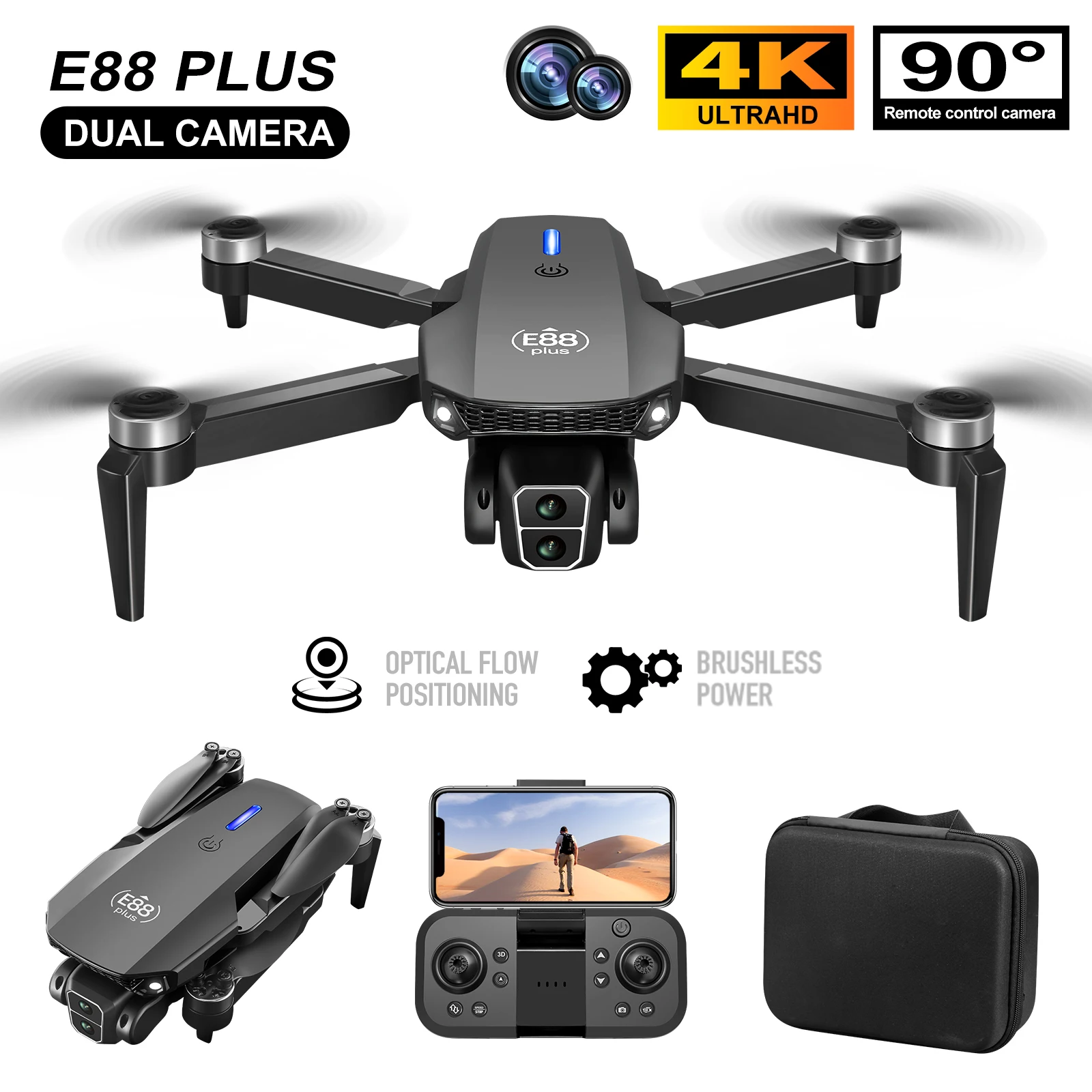 Drone Aerial Photography - Nuevo Dron cuadricóptero E88 Plus: 90