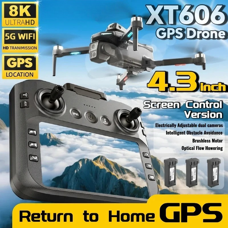 Drone Thermal Imaging - Dron XT606 MAX con GPS, Pantalla