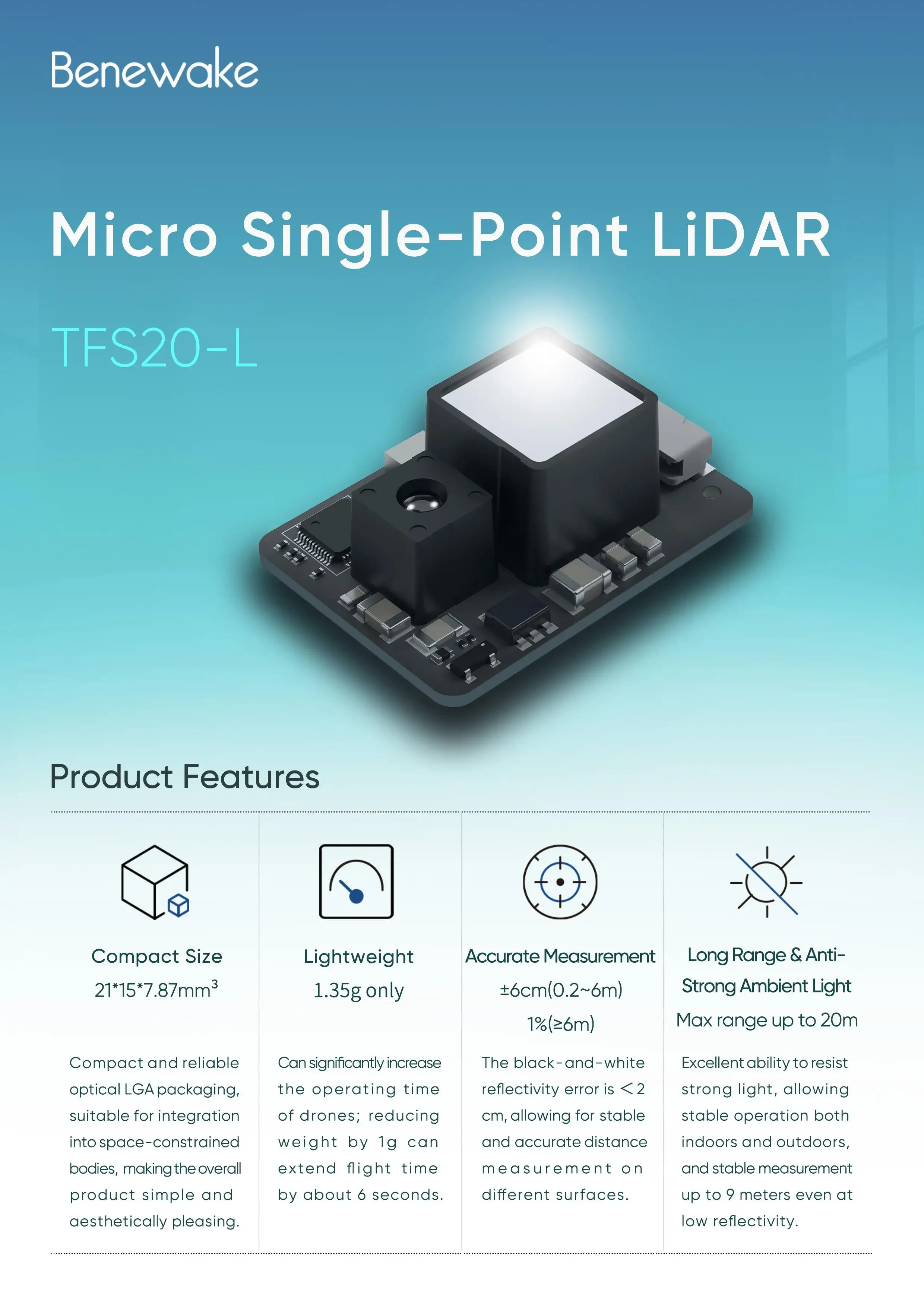 Módulo de Sensor Micro LiDAR B - Drone Lidar reseña y precio