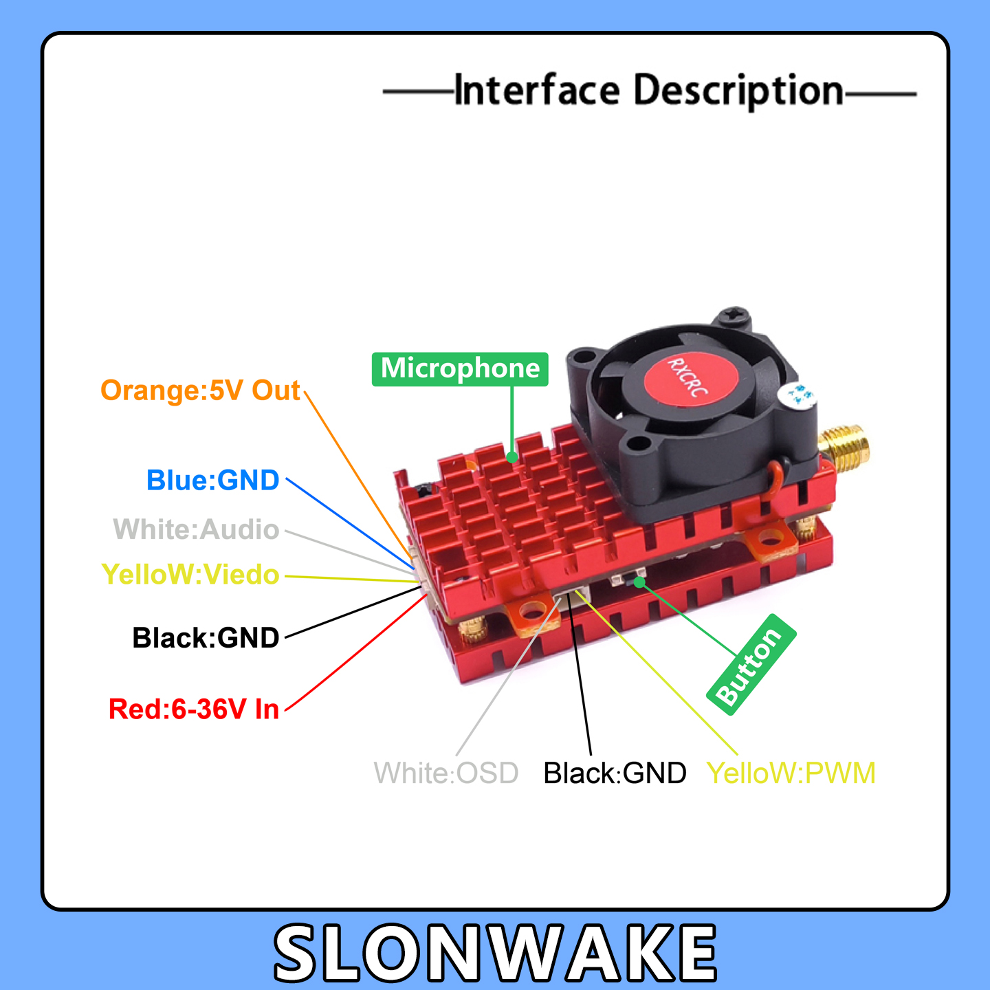 SLONWAKE 5,8G 2W VTX FPV 1800T - Drone Aerial Photography reseña y precio